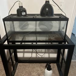 20 Gallon Slightly Used Fish Tank Along With Stand And 2 Lights