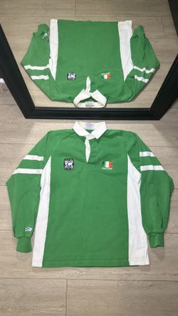 Vintage 1990s Barbarian Authentic Work Embroidered Ireland Rugby Long Sleeve Shirt
