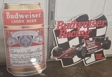 Metal Budweiser signs (pair)