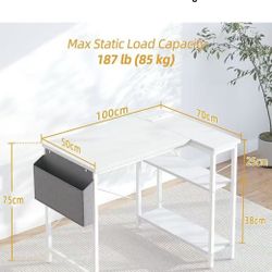 ✌️ Small Computer Desk with Power Outlets, 40 Inch L Shaped Desk with Reversible Shelves, Gaming Desk Corner Desk Study Writing Desk for Home Office 