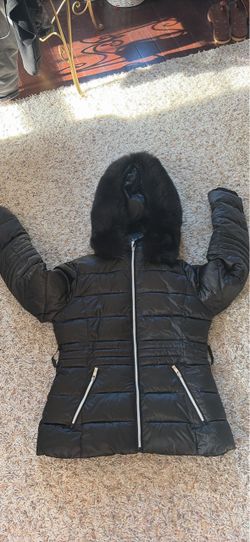 Black Puffer Jacket with Fur Hood