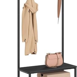 Coat Rack, Hall Tree with Shoe Storage Bench, Entryway Bench with Shoe Storage, 3-in-1, Steel Frame, for Entryway, 12.6 x 27.6 x 68.9 Inches, Industri