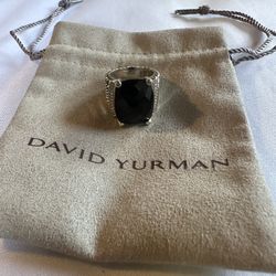 David Yurman Sterling Silver With Black Onyx  & Diamonds 