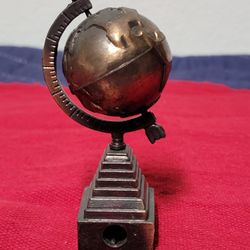 Vintage Die Case Copper Pencil Sharpener World Globe