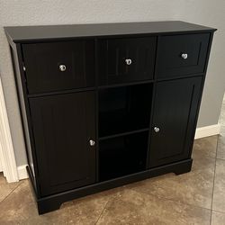 (NEW) 36” Wide Black Buffet Storage Cabinet