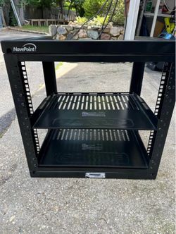 NavePoint 9U Open Frame Server Rack with Sanus Shelves
