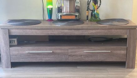 Modern Weathered Gray TV Stand / Media Console with Drawers