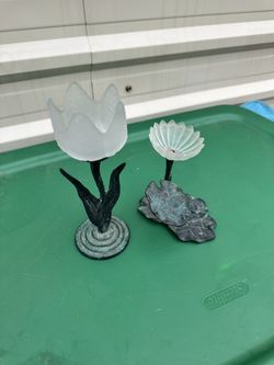 Glass Flower Tea Light Holder