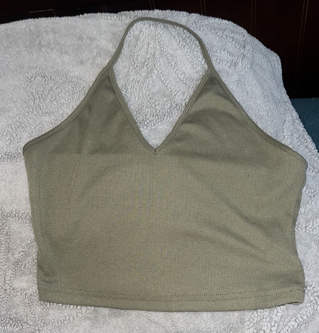 olive green halter top