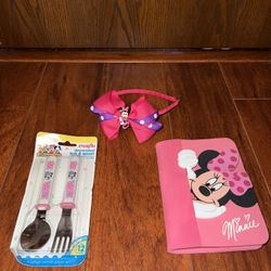 Minnie Mouse Headband, Spoon & Fork And Notebook 