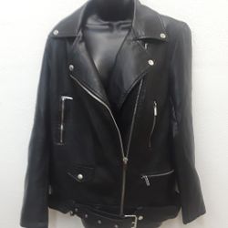 Bagatelle Leather Jacket with Belt Size M