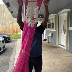 Magenta Bedazzled Prom Dress 