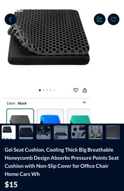 Gel Seat Cushion, Cooling Thick Big Breathable Honeycomb Design Absorbs Pressure Points Seat Cushion with Non-Slip Cover for Office Chair Home Cars Wh