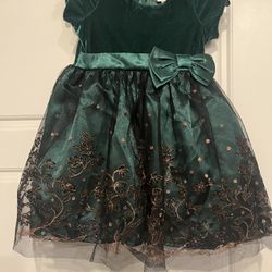  Green Velvet With Gold And Black Dress