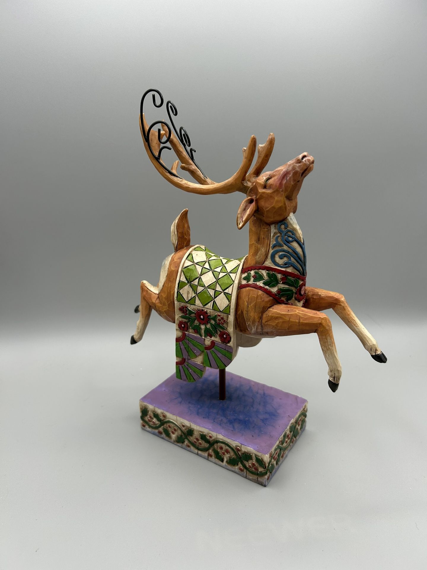 Jim Shore 2004 “Dash Away” Reindeer Green Blanket Figurine. Perfect Condition!