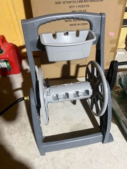 Garden Hose Reel Cart with Storage Tray