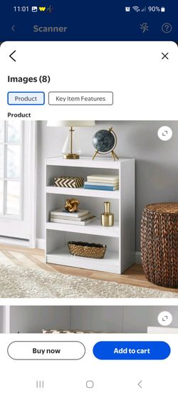 Mainstays Framed 3-Shelf Bookcase with Adjustable Shelves, White