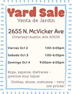 Welcoming October yard sale!