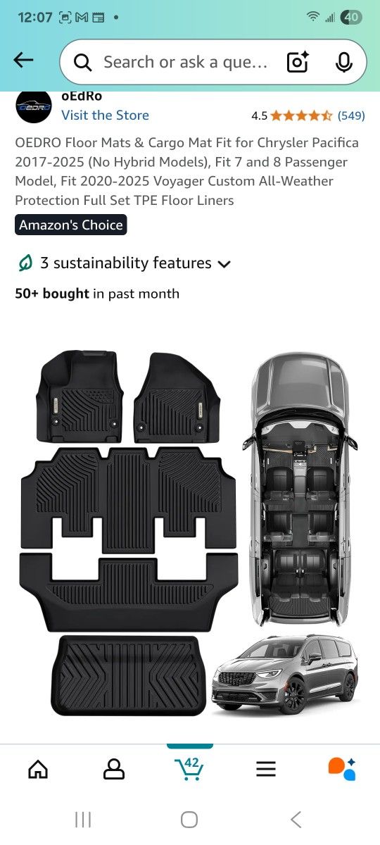 2017-2025 Chrysler Pacifica Floor Mats