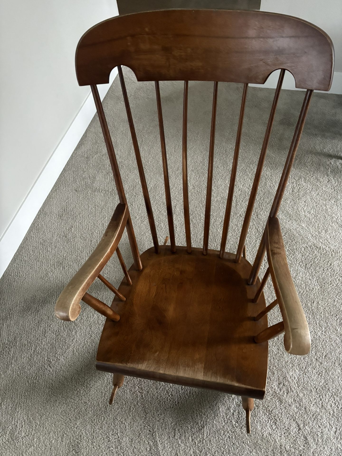 Brown Solid Wood Antique Rocking Chair In Decent Condition