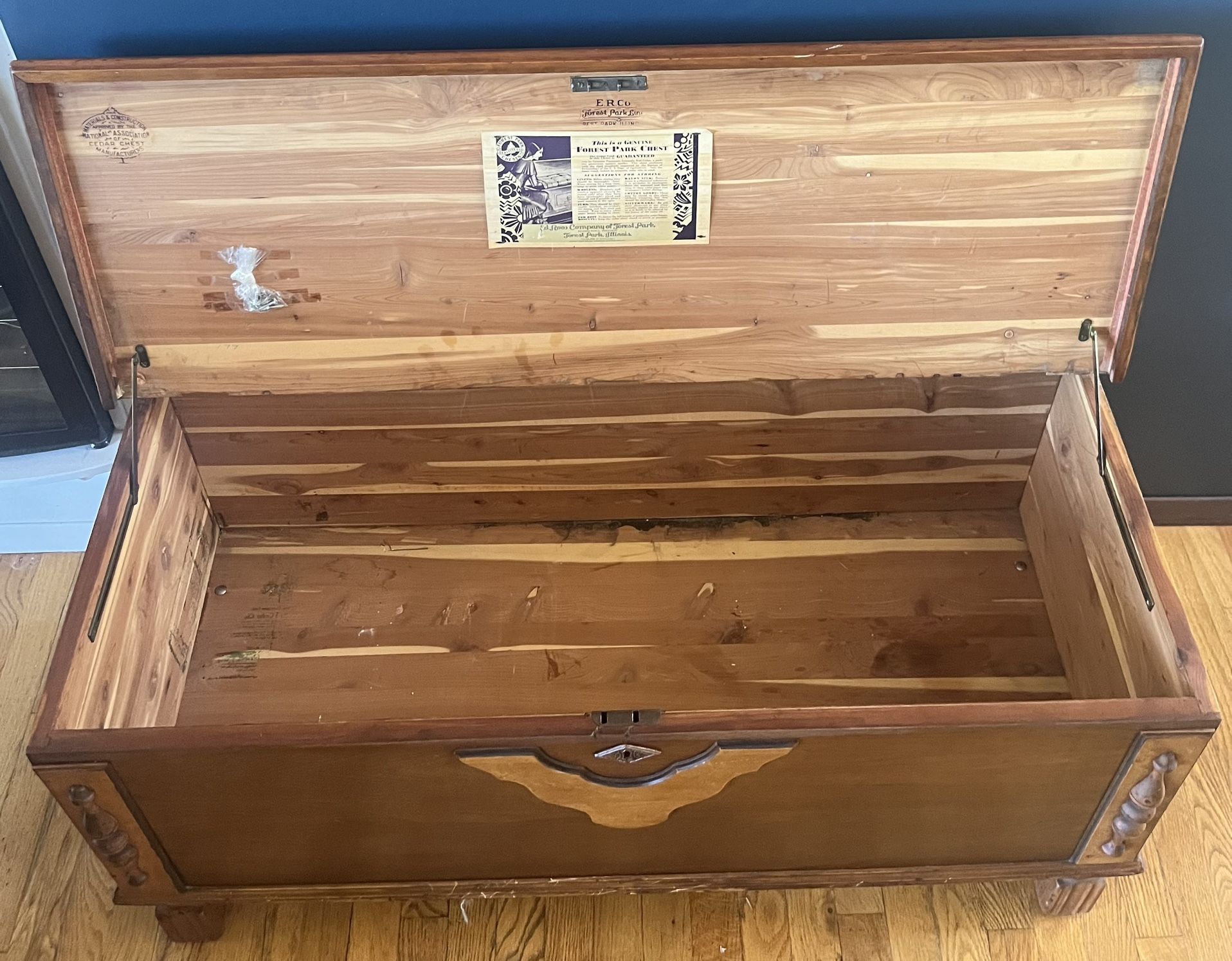 Antique Edward Roos Cedar Chest - Forest Park Model With Original Keys
