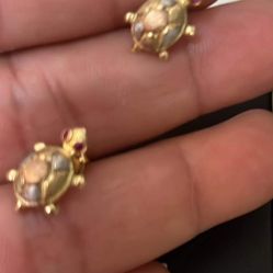 Aretes De Oro 10 K Tortugas
