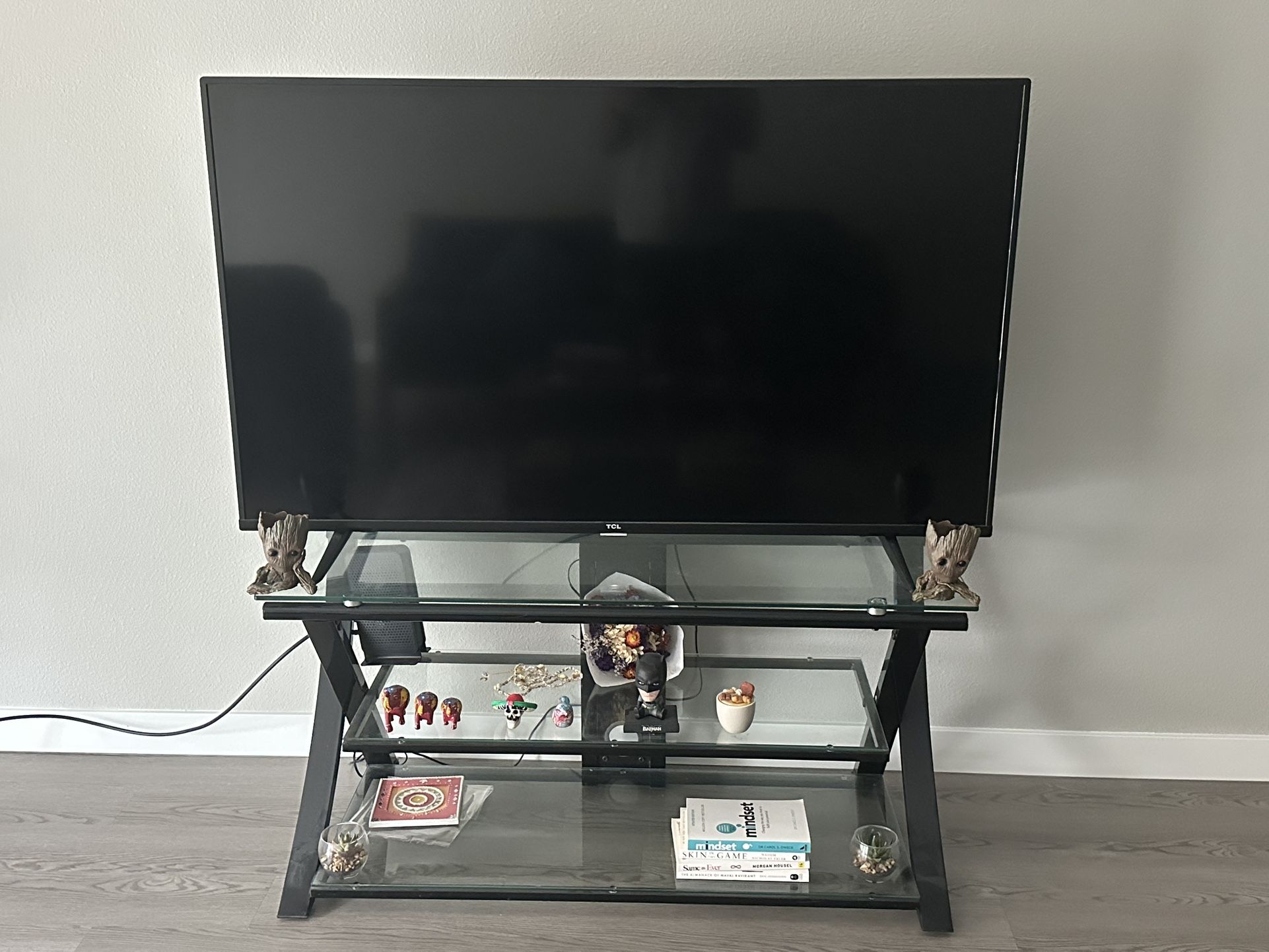 Sleek Glass & Metal TV Stand – Modern, Sturdy