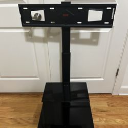 VEVOR Universal Floor TV Stand Mount Swivel, Fits 32"-65" TVs, Swivel 6-Level Adjustable Height Glass Base 