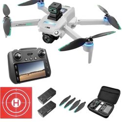 GPS Drone with 5.9 Inch Screen Controller, Drones with Camera 4k, Auto Return, Obstacle Avoidance, Optical Flow Mode, 3rd Gear Speed, 5G Drones, 2 Bat