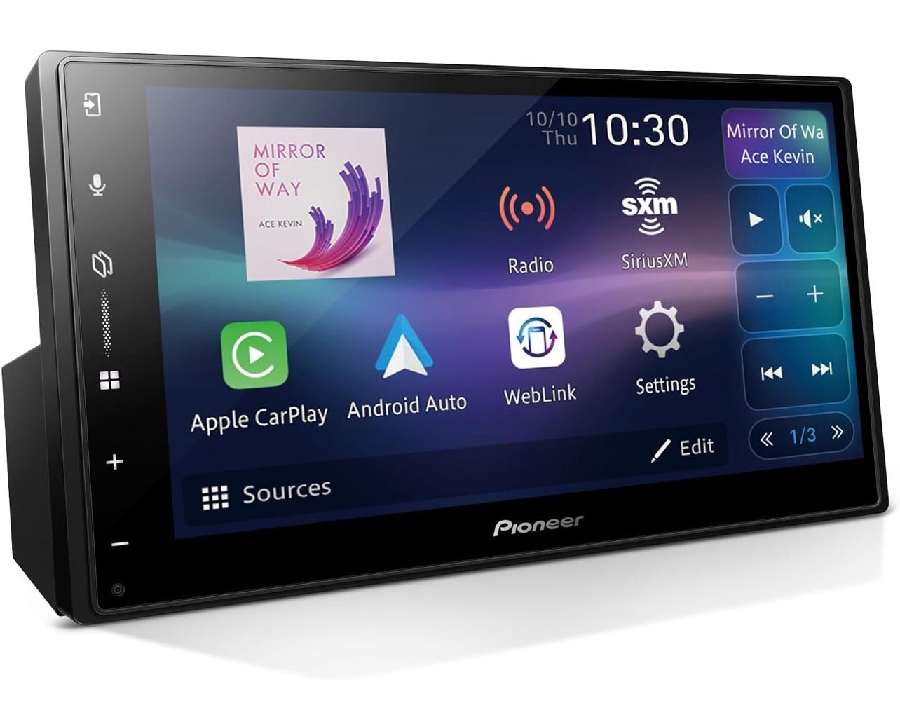 Pioneer DMH-W3000NEX 6.8" Double Din Multimedia Digital Media Receiver, Wireless Apple CarPlay and Android Auto, Bluetooth, Backup Camera Compatible,