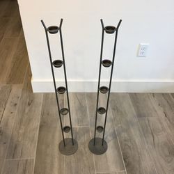 Modern Iron Pillar Tealight Holders (Pair)