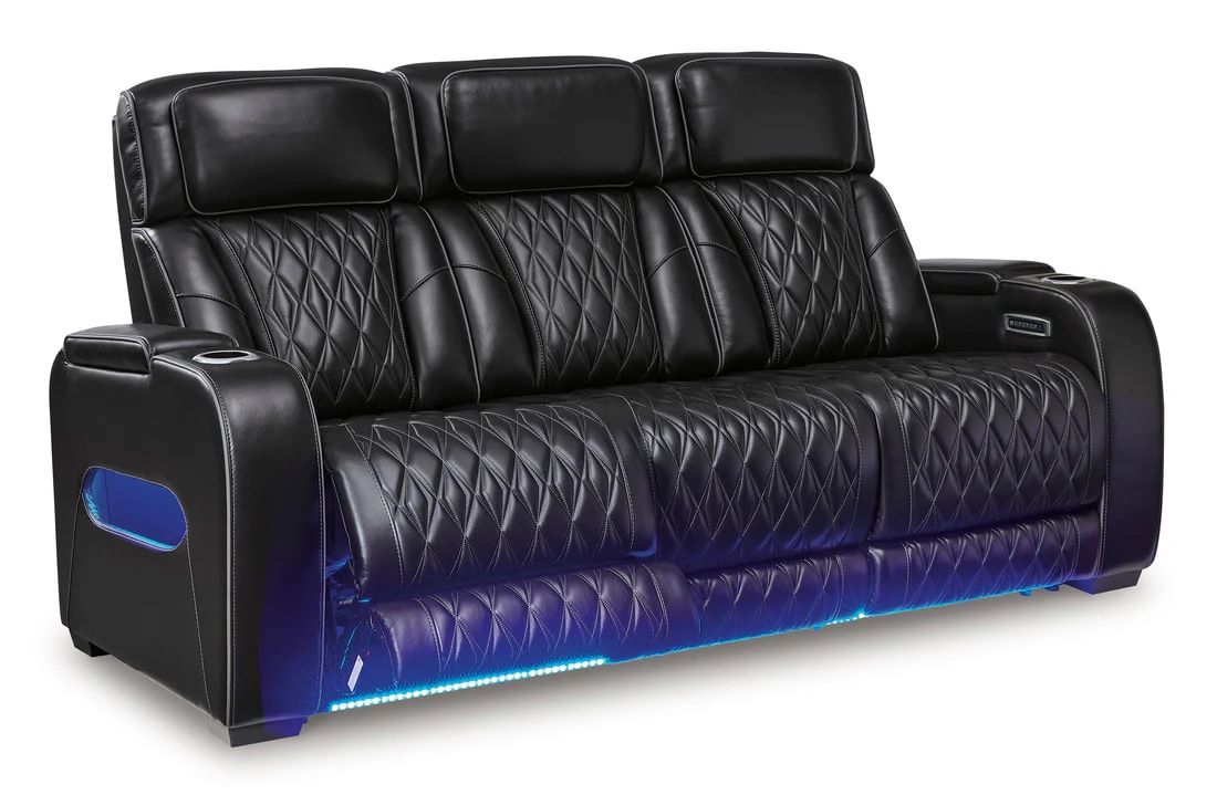 Black Power Reclining Sofa With Power Headrest 