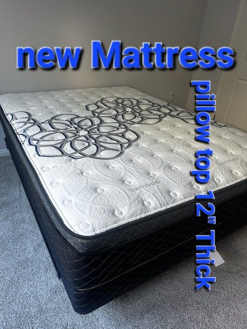 Queen Size Pillow Top Mattress 12 Thick. New Mattress In A Plastic Sealed. Same Day Delivery