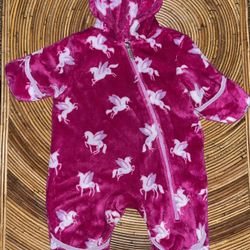 Hatley Pink Unicorn  Fuzzy Fleece Bunting Suit 