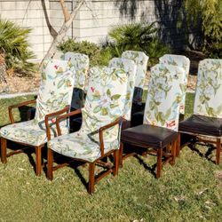 6 Henredon Highback Mahogany Dining Room Chairs+2 Open Armchairs 8pc Set USED