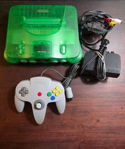 Nintendo 64 N64 Jungle Green Video Game Console w/ 1 Controller, All Cords