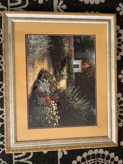 Large Framed Garden Path Wall Art 24x30 Ornate Gold Frame Cottage Decor