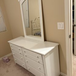 White Dresser With A Mirror 