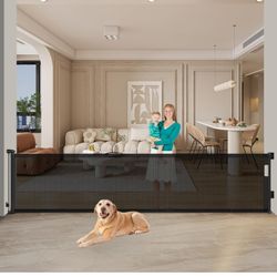 Retractable Baby and Pet Gate Extra Wide @ 157'' for Large Openings, Indoor/Outdoor - Installation Available (black)