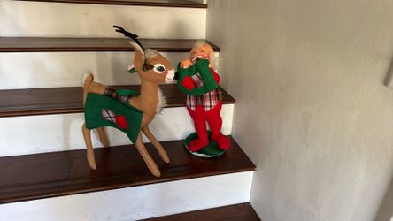 Vintage Annalee Holiday Santa And Reindeer 
