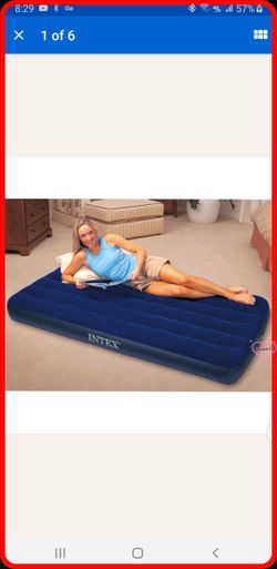 Intex Twin 8.75" Classic Downy Inflatable Airbed Mattress Camping Blue No Pump!