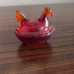 Amberina MiniGlass Hen Salt Cellar