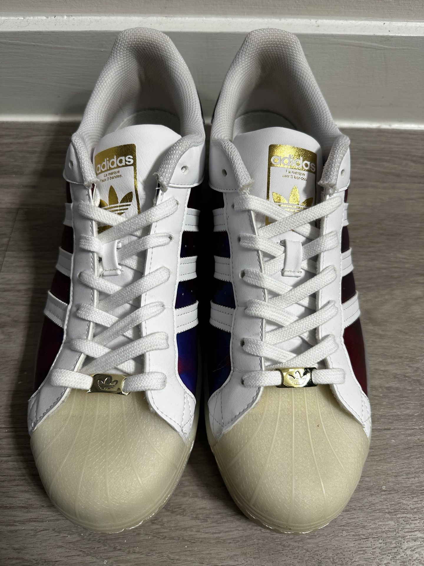 Men’s Adidas “Superstar” Edition - Hologram Gold Tongue Sneakers