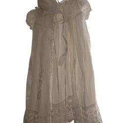 vintage sheer 3 piece infant long  christening gown