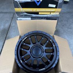 17x8.5 6x139.7 6x5.5 -10 OFFSET VLF S6 FLOW FORM MATTE BLACK MESH SPOKE 4 WHEELS