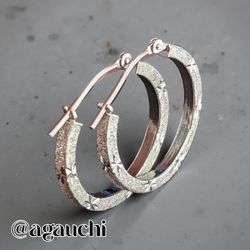 14K White Gold Diamond Cut Hoop Earrings 💍🤍