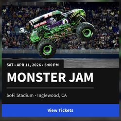 2  VERY FRONT ROW! SOFI MONSTER JAM TICKETS 