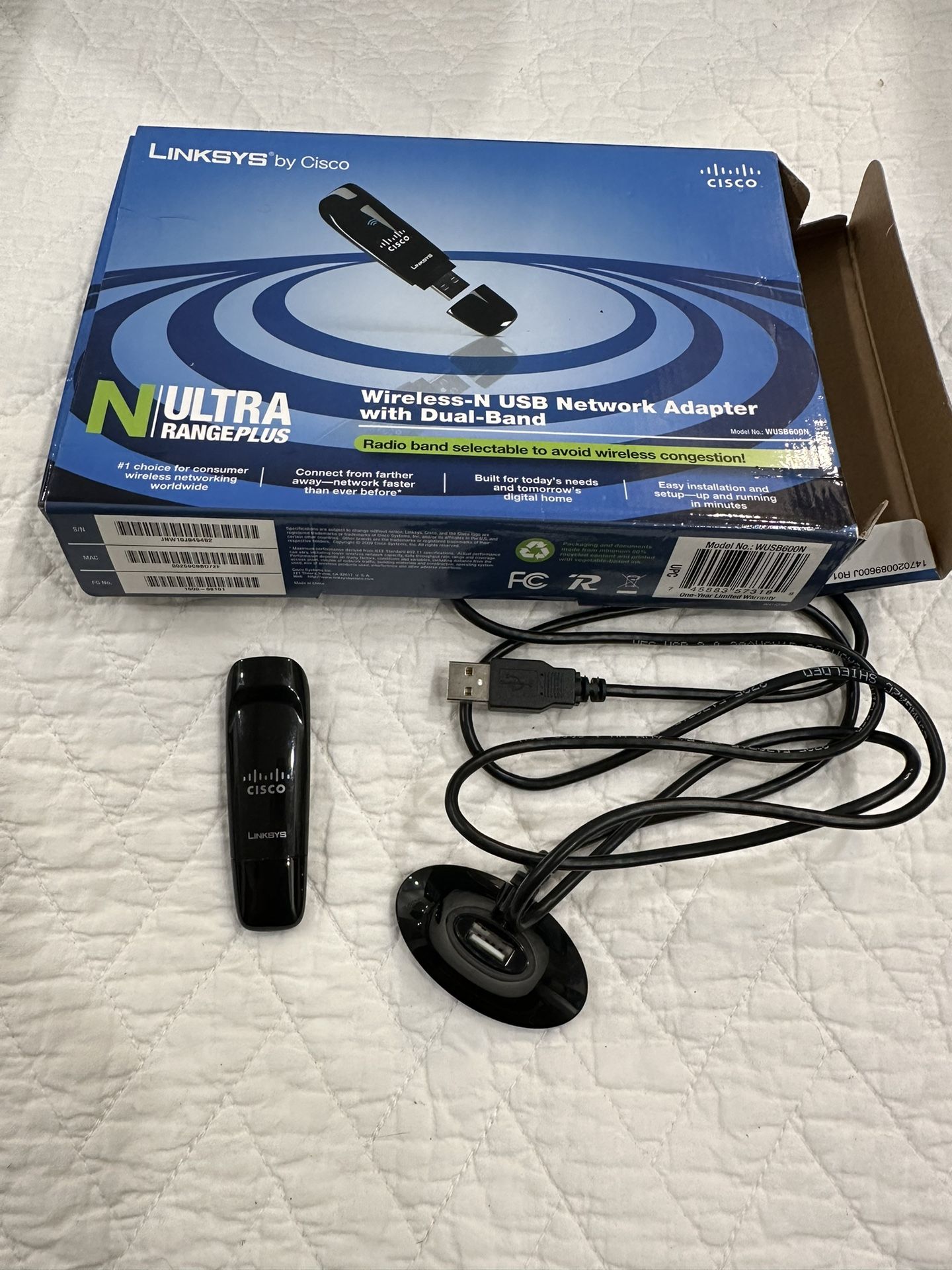 Linksys Cisco WUSB600N USB Network Adapter Wireless-N Dual-Band