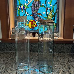 Vintage Glass Jars With Wood Lids 