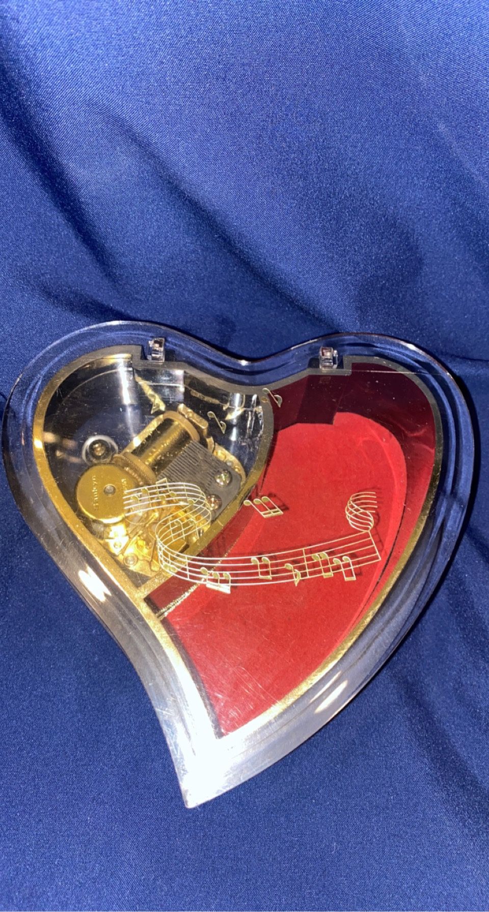 Vintage Sankyo Heart Shaped Plastic Music Box